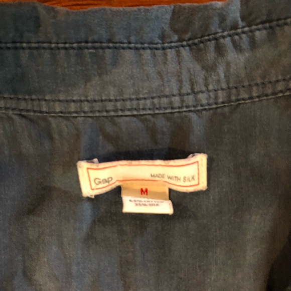 Gap Blue Silk Button Down Shirt with Oil Stain Men's Medium, Preowned - Picture 3 of 7